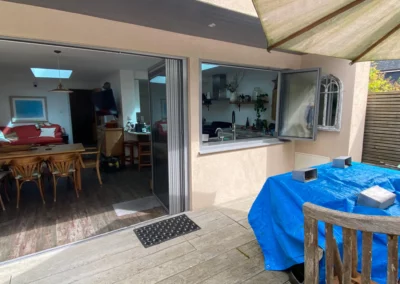 ultra slim frame bifolding doors kitchen patio open