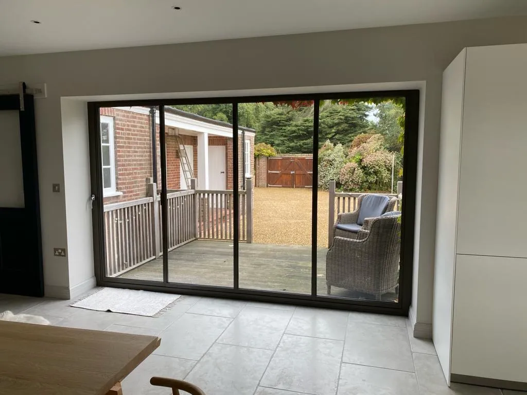 Black aluminium bifolding patio doors, 4 panel