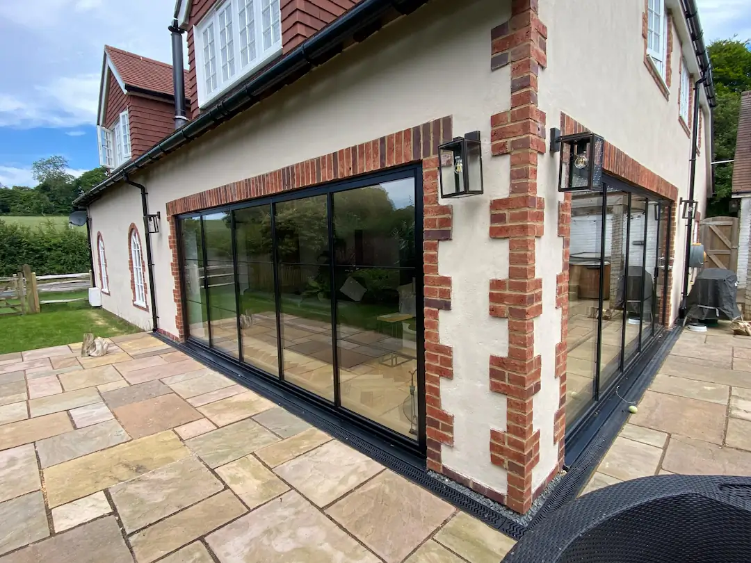 Black aluminium external bifold patio doors