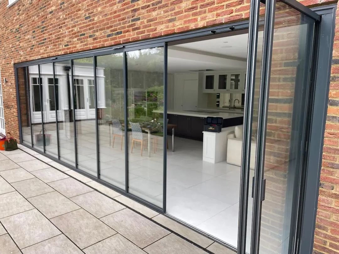 Large bifold patio doors, partially open