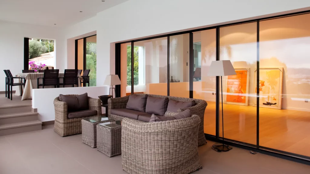 Internal living room sliding glass doors