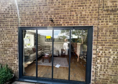 bi-fold door with glass