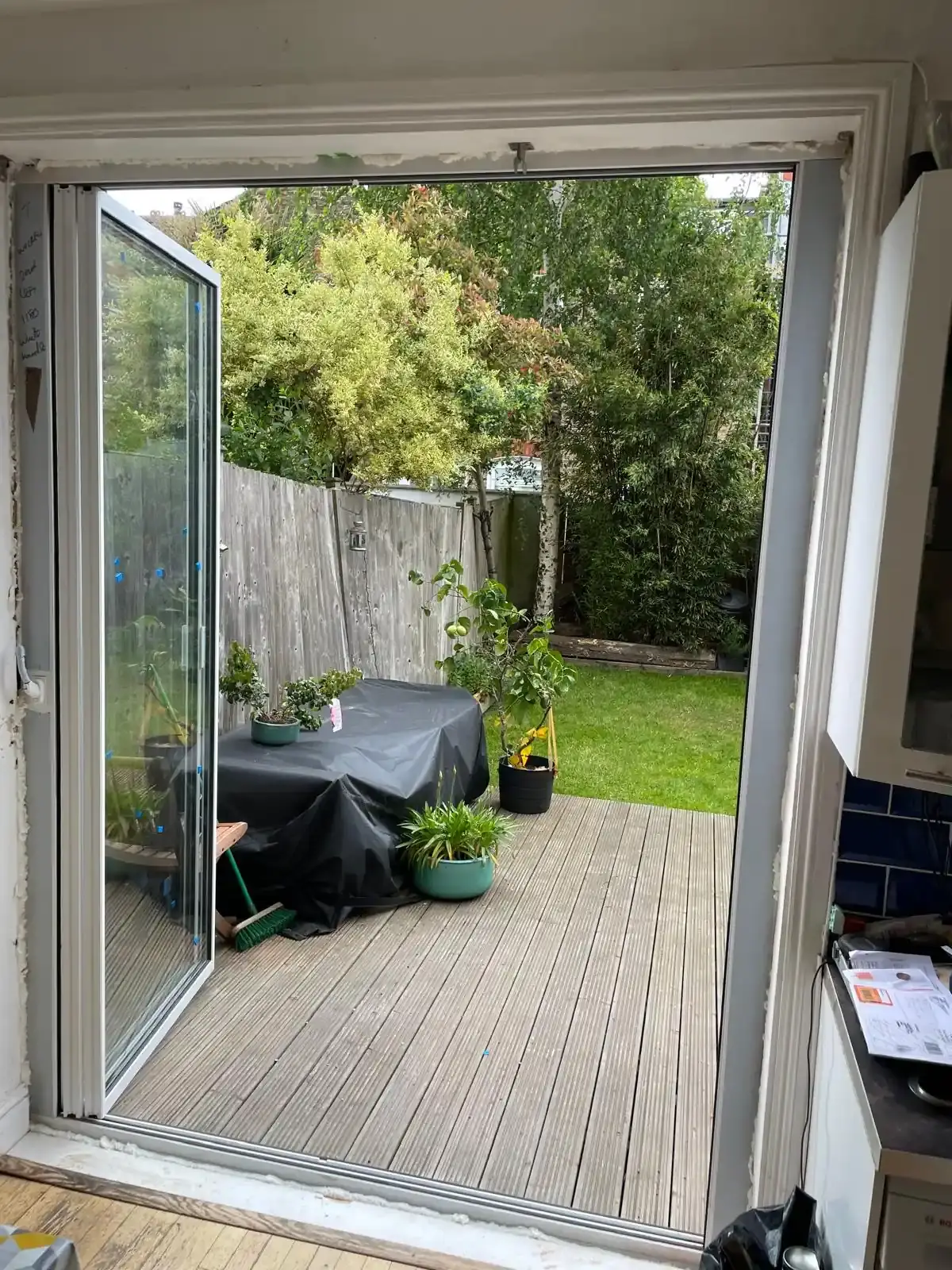 narrow slide and fold patio doors