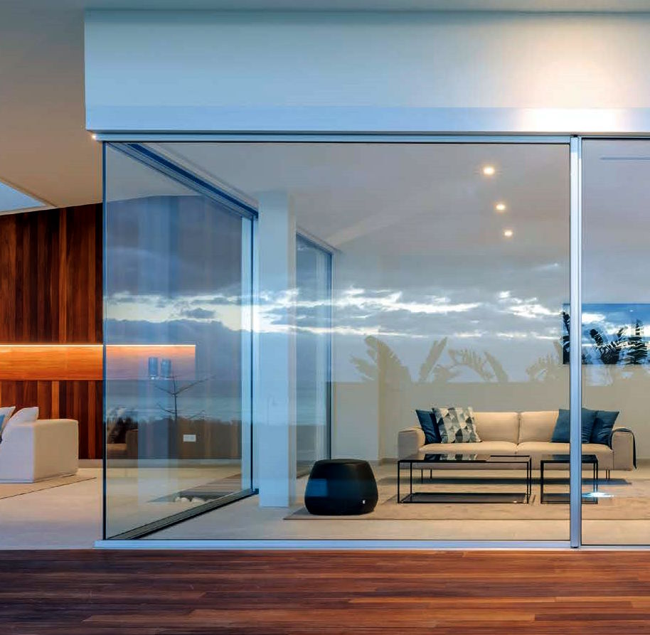 white interior sliding doors living room