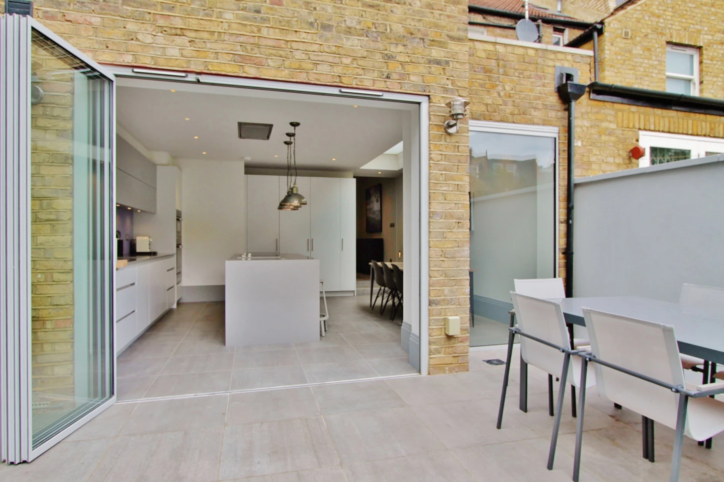 exterior folding doors in kitchen