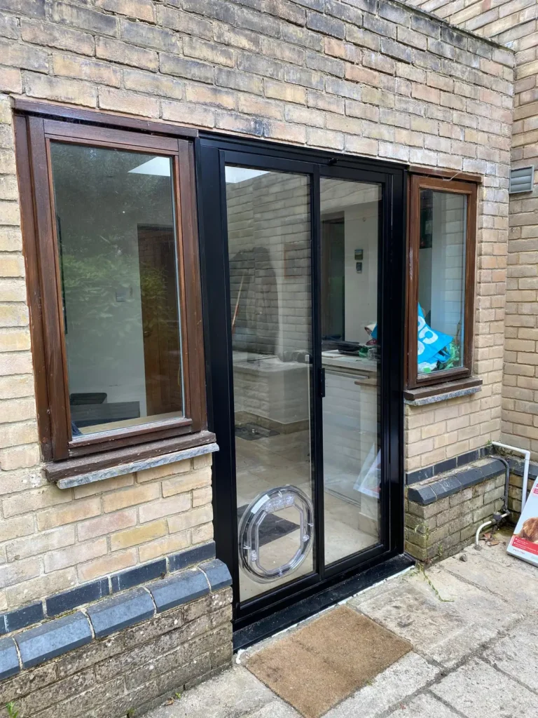 french doors with pet flap