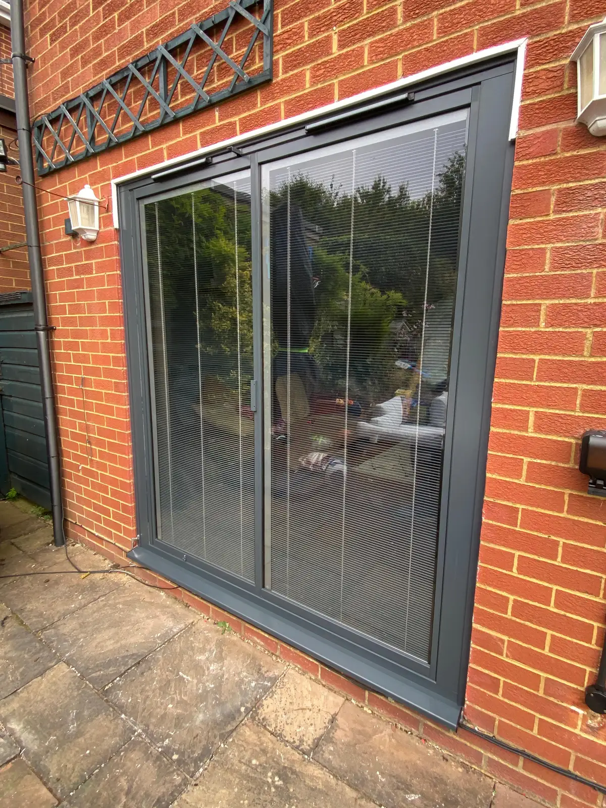 outside sliding doors with integral blinds