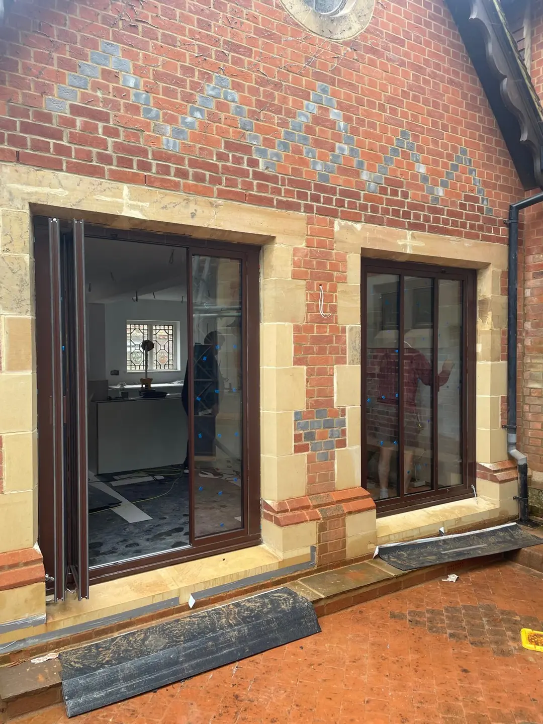 brown patio doors in a Victorian era home