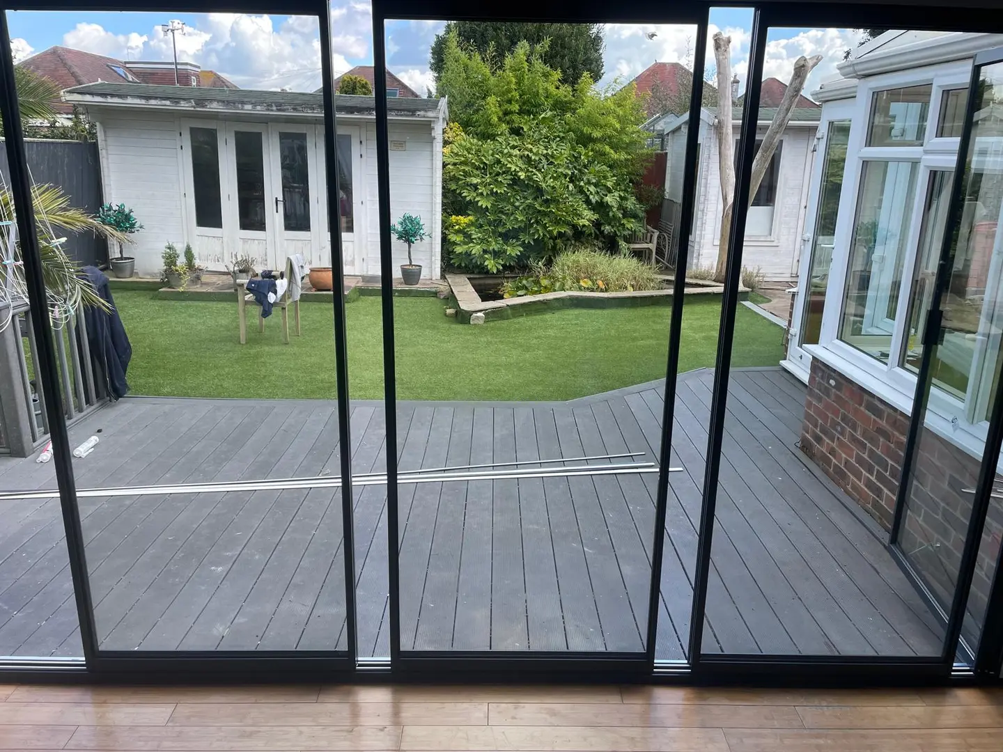 slide and turn black framed doors