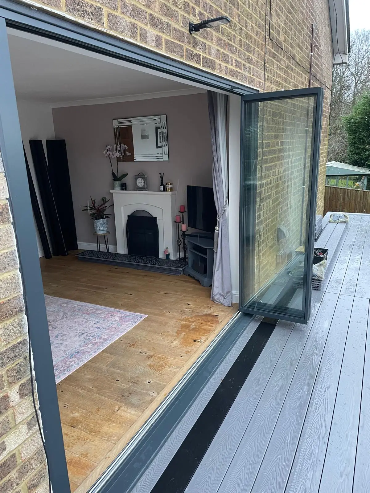 balcony with low threshold bifold doors