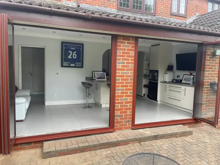 brown bifold doors