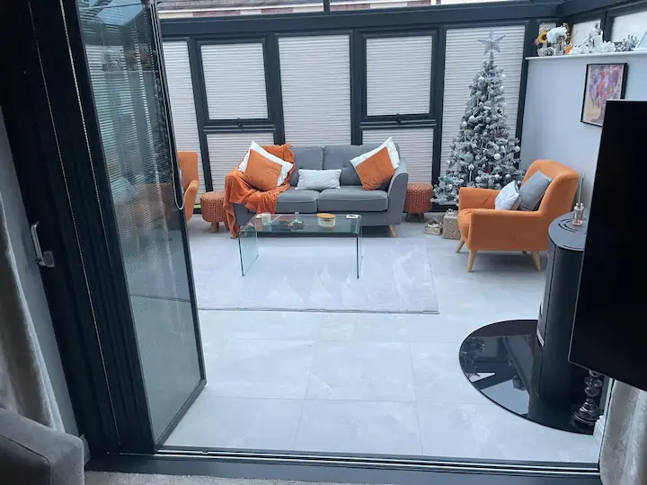 low threshold bifold doors in a conservatory